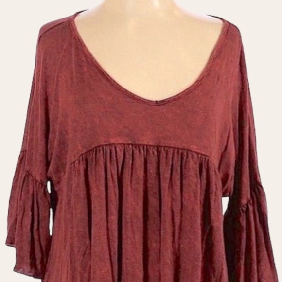 Abree Hand Dyed Boho Flowy Maroon Blouse Size S NWT - Picture 4 of 9